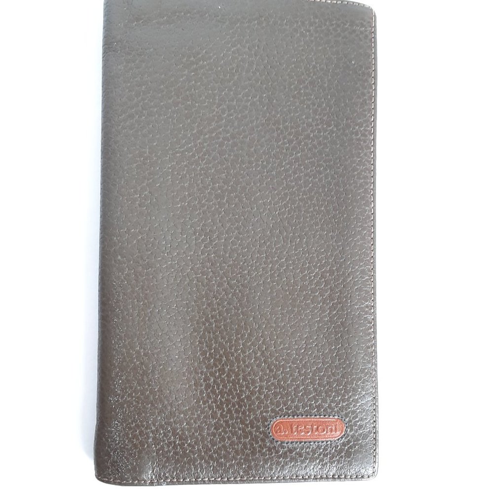 a.testoni Leather Wallet BiFold Olive Green